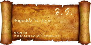 Hegedűs Igor névjegykártya